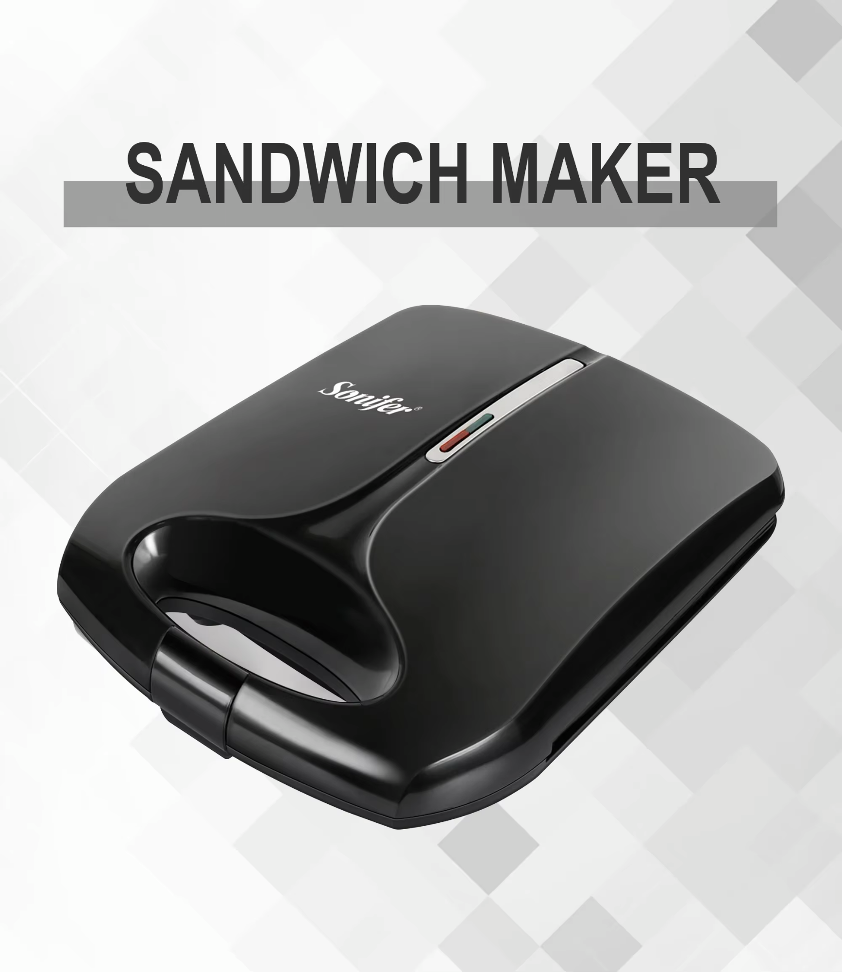 Picture of Sonifer SF-6101 wholesale Non Stick breakfast toaster press 4 slices electric mini triangle sandwich maker - Black