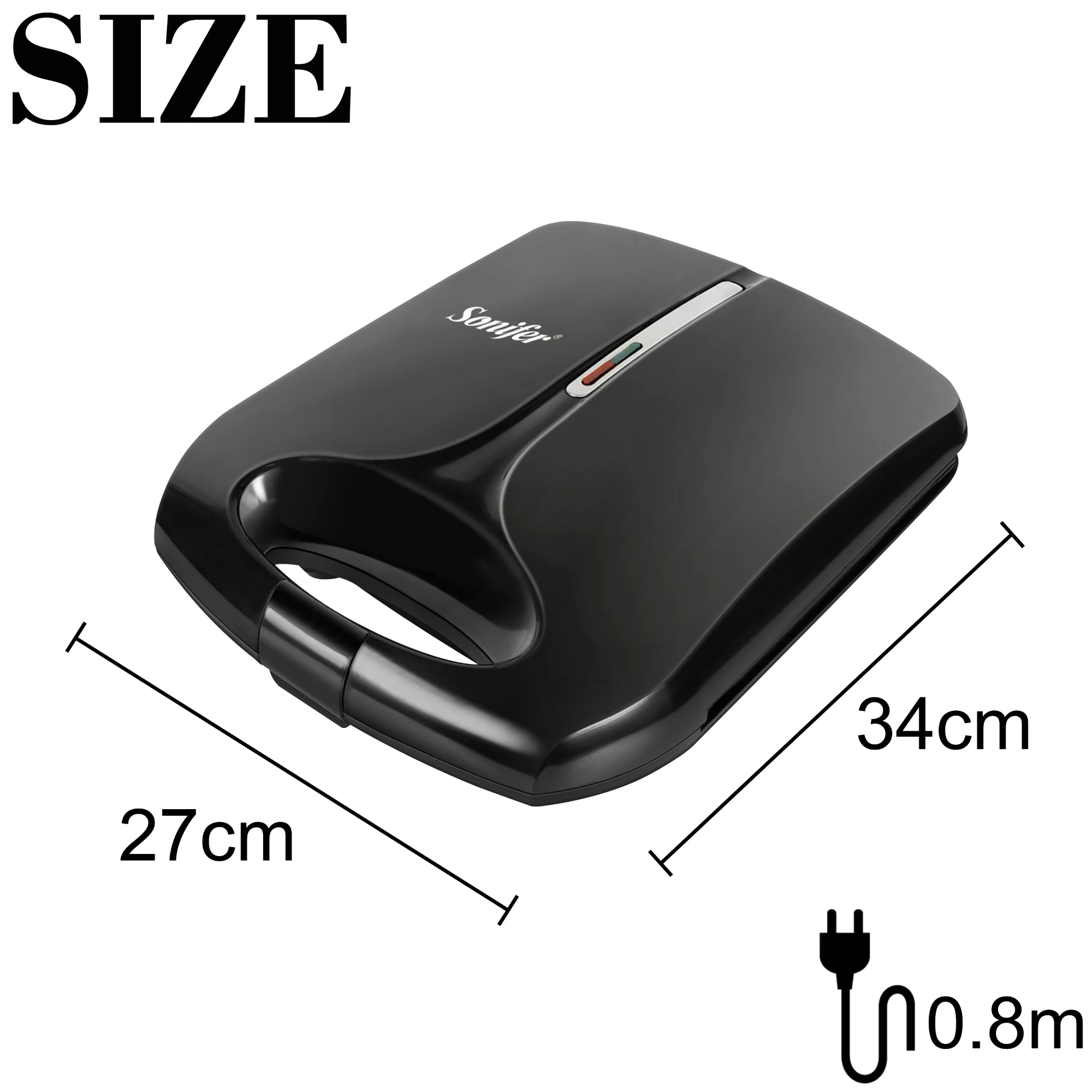 Picture of Sonifer SF-6101 wholesale Non Stick breakfast toaster press 4 slices electric mini triangle sandwich maker - Black