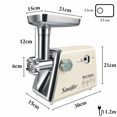 Picture of Sonifer SF-5014 manufacturer household 1500w power motor automatic mincer electric meat grinder machine - Beige