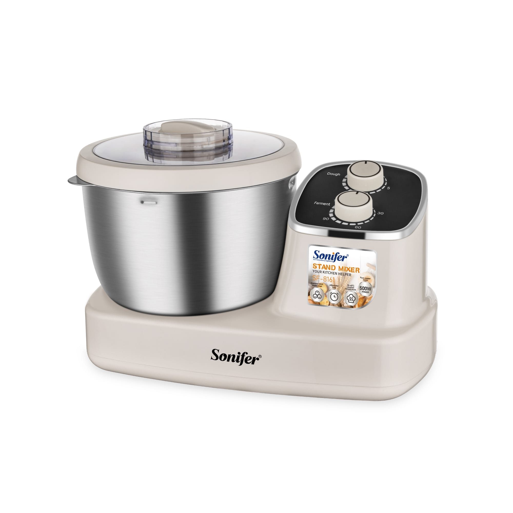 Picture of Sonifer SF – 8161 Stand Mixer: 5L Bowl, 2 – Knob Control, 500W pure copper motor - Cream