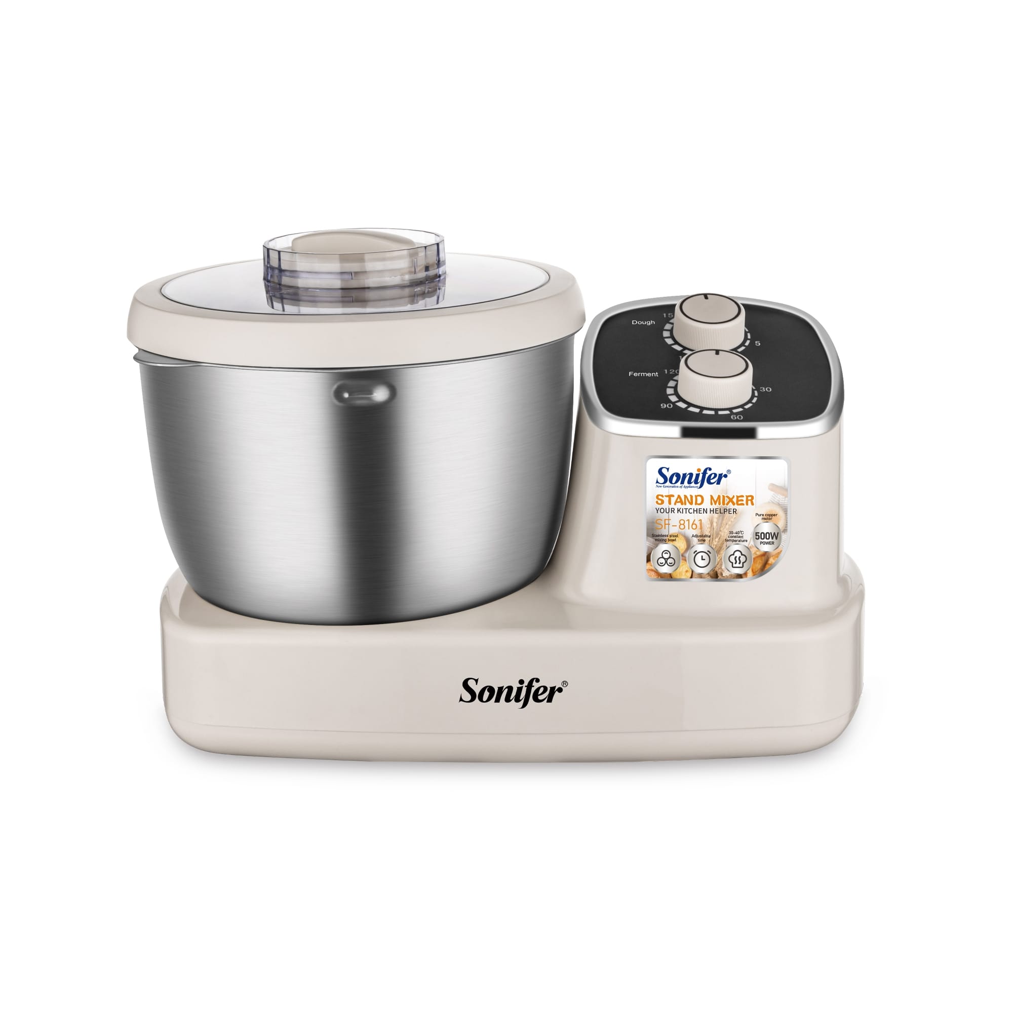 Picture of Sonifer SF – 8161 Stand Mixer: 5L Bowl, 2 – Knob Control, 500W pure copper motor - Cream
