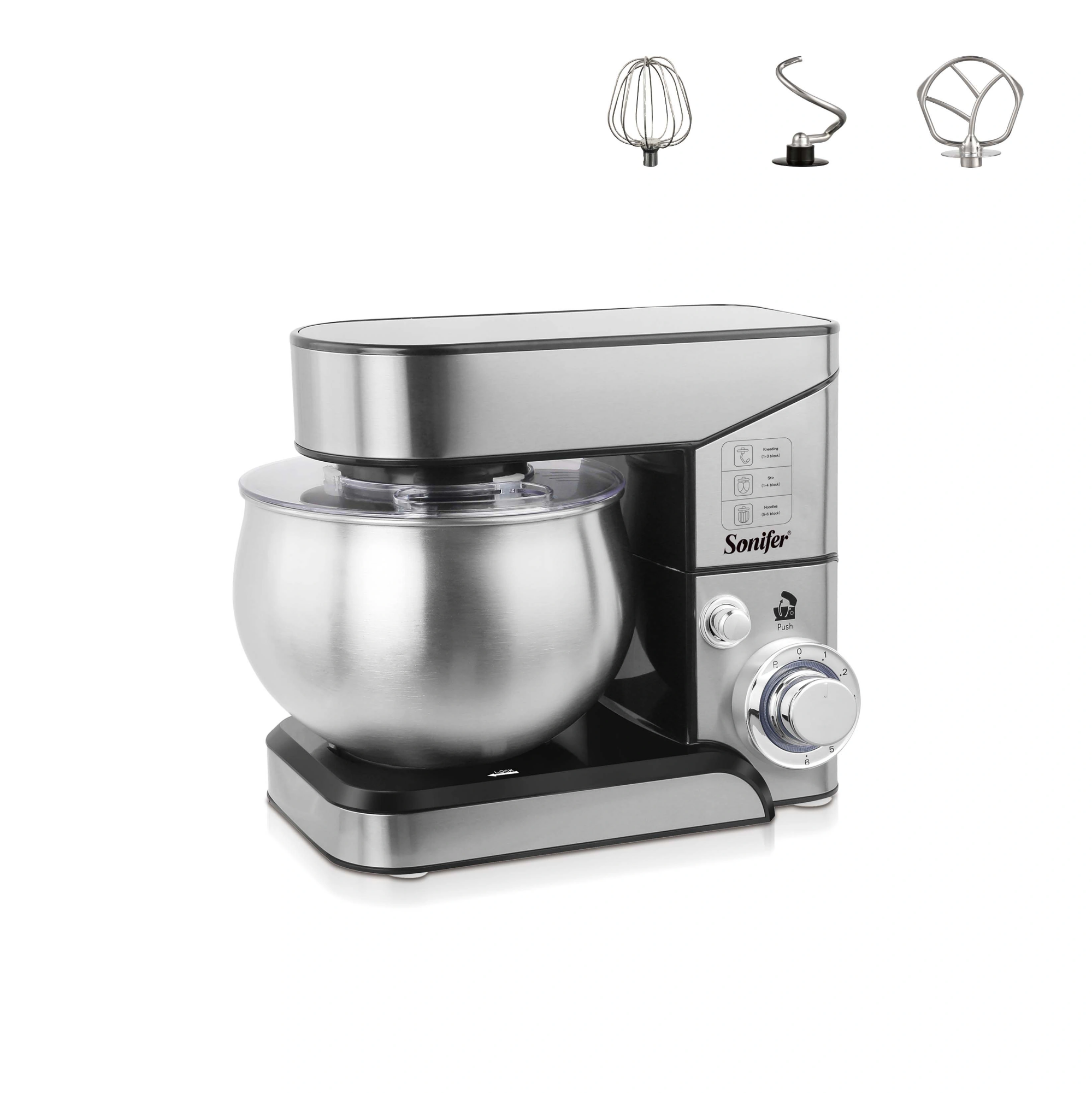 Picture of Sonifer SF-8083 Electric Cake Dough Mixer Flour Mixer Digital Kitchen Stand Food Mixers - Silver