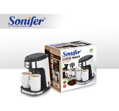 Picture of Sonifer SF-3540 affordable home use 220V electric filter 2 cups drip coffee maker set - Black