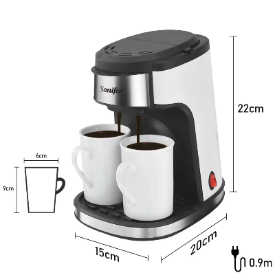Picture of Sonifer SF-3540 affordable home use 220V electric filter 2 cups drip coffee maker set - Black