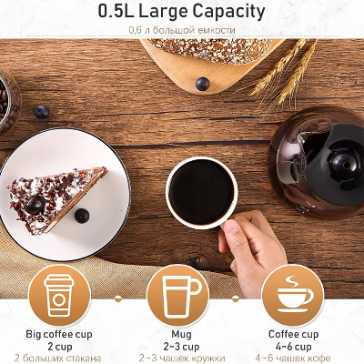 Picture of Sonifer SF-3540 affordable home use 220V electric filter 2 cups drip coffee maker set - Black