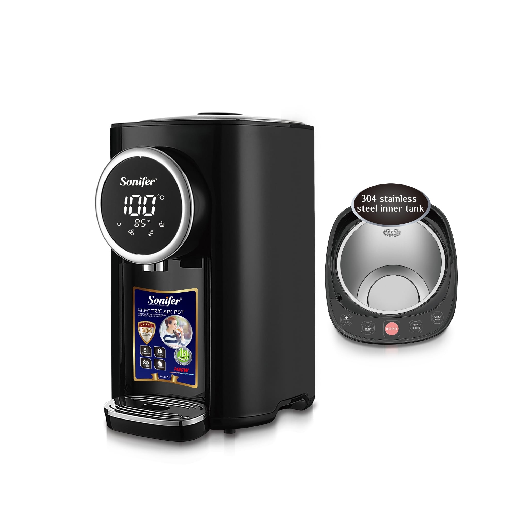 Picture of Sonifer SF-2124 new design 5L heating thermo water kettle home restaurants use stainless steel air pot electric