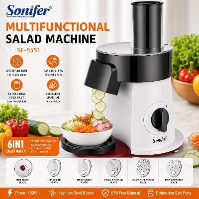 Picture of Sonifer SF–5551 6 in 1 Salad Maker: 6 Stainless Discs, Extra – Large Tube - 