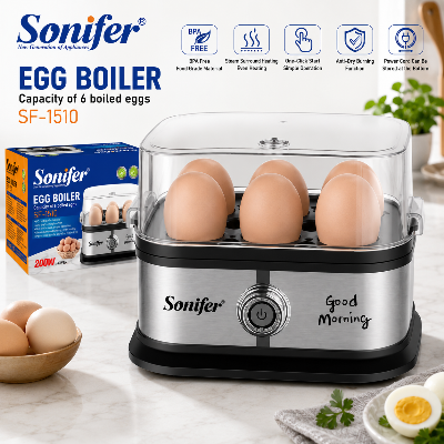 Picture of Sonifer SF – 1510 Egg Boiler: 6 – Egg Capacity, Anti – Dry Burn, One – Click Start - Black