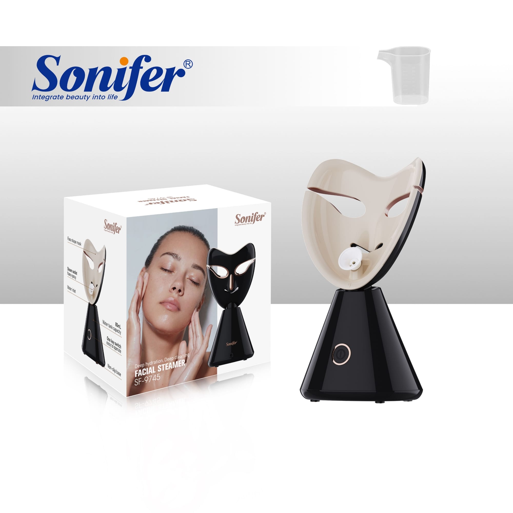 Picture of Sonifer SF-9745 Facial Steamer Nano Spray Moisturizing 10 Minutes Steam 80ml Tank One Key Operation Skin Care - Black