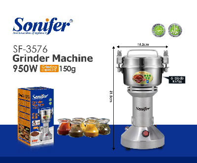Picture of Sonifer SF-3576 150 gram Grinding Capacity Multifunctional High Speed Metal Body Strong Grinder Electric Kitchen Powerful Coffee Beans Grinder high quality Grinder - Silver