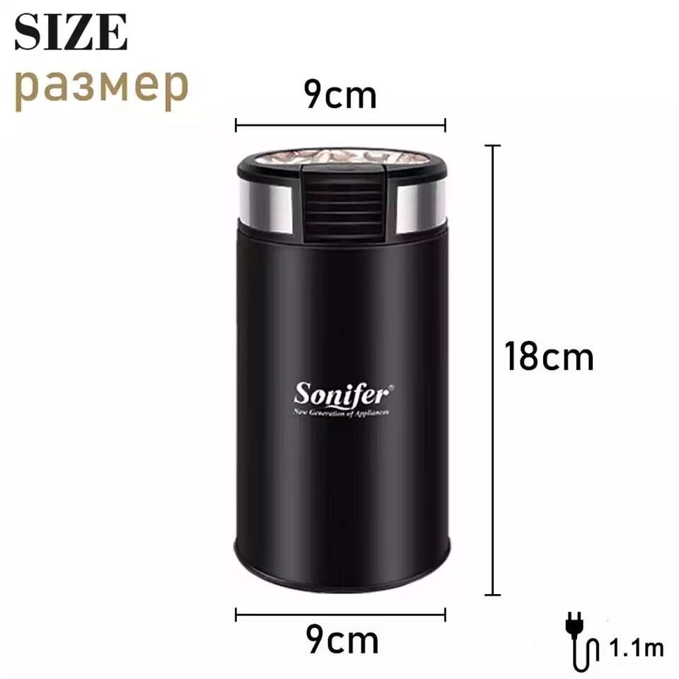 Picture of Sonifer SF-3526 Hot Sale Premium Household 220V Powerful Motor Multifunctional Small Electric Coffee Grinder - Black