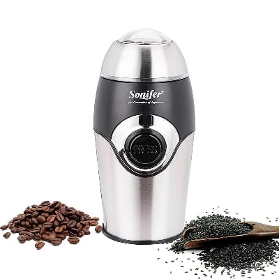 Picture of Sonifer SF-3507 Premium Quality Household Push Button Stainless Steel Blade Mini Electric Coffee Bean Grinder - Silver