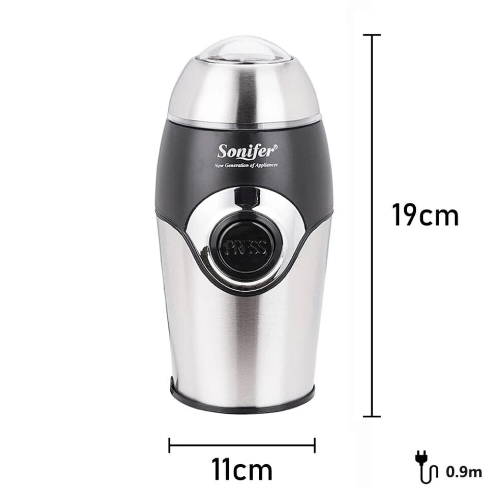 Picture of Sonifer SF-3507 Premium Quality Household Push Button Stainless Steel Blade Mini Electric Coffee Bean Grinder - Silver