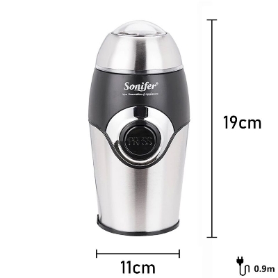 Picture of Sonifer SF-3507 Premium Quality Household Push Button Stainless Steel Blade Mini Electric Coffee Bean Grinder - Silver