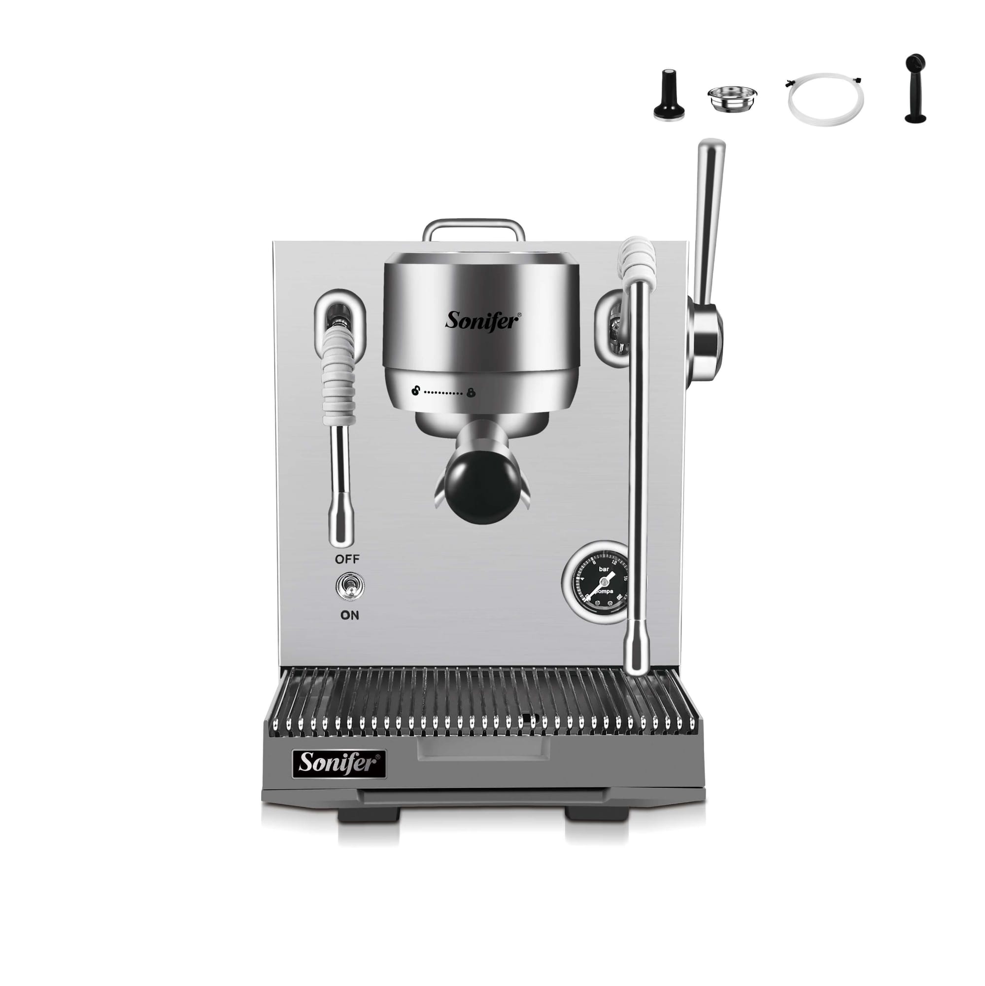 Picture of Sonifer SF-3603 Professional Espresso Machine with Smart Temperature Control for Cafe Restaurant and Home Barista Use - Silver