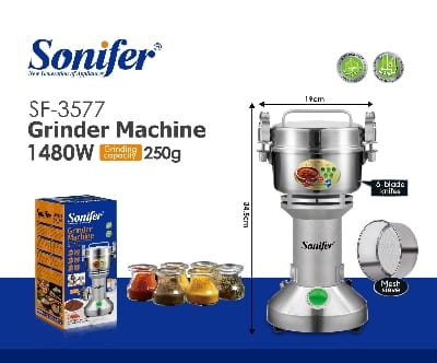 Picture of Sonifer SF-3577 Multifunctional 5 Adjustable High Speed 250 Gram Grinding Capacity Grinder Electric Kitchen Coffee Beans High Quality Grinder - Silver