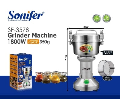 Picture of Sonifer SF-3578 Multifunctional 5 Adjustable High Speed POWER Grinder Electric Kitchen Coffee Beans Grinder 350g Grinding Machines - Silver