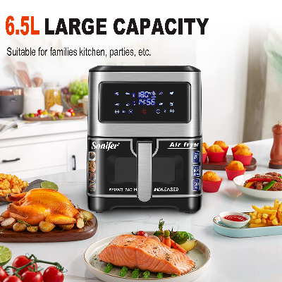 Picture of Sonifer SF-1028 110v Electric Household 6.5 Liter 1450W Non-stick Liner No Oil LED Display Smart Digital air Fryer - Black