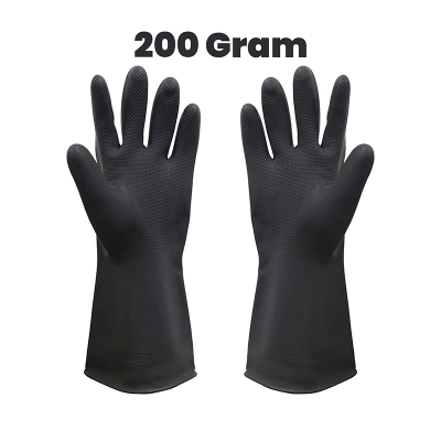 Picture of Industrial Rubber Hand Gloves-Black (200g)-Black