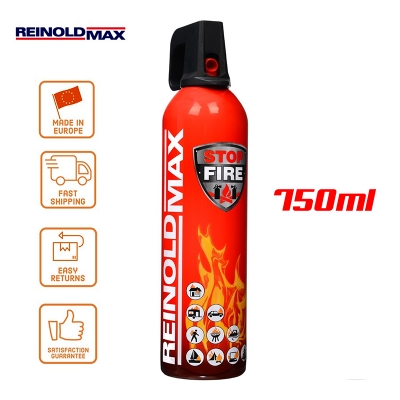 Picture of ReinoldMax Mini Fire Extinguisher - 750 ML European Made Produced a modern & qualified processed spray which can be extinguished fire completely very easy & smoothly.-Red