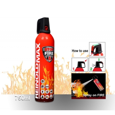 Picture of ReinoldMax Mini Fire Extinguisher - 750 ML European Made Produced a modern & qualified processed spray which can be extinguished fire completely very easy & smoothly.-Red