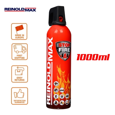 Picture of ReinoldMax Mini Fire Extinguisher - 1000 ML European Made Produced a modern & qualified processed spray which can be extinguished fire completely very easy & smoothly.-Red