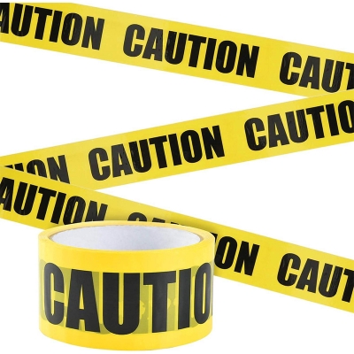 Picture of Caution Tape Yellow Sticker For Safety Barrier Construction Area 50 m x 7.5 cm Roll-Yellow