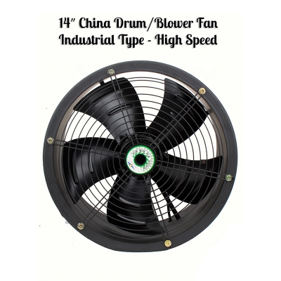Picture of 14″ China Axial Drum / Blower Fan - Industrial Type - High Speed-Black