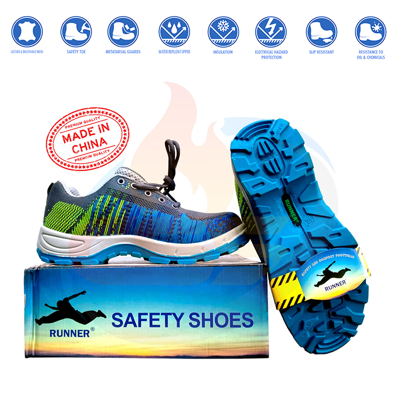 Picture of Runner Safety Shoe Best quality for Bikers, Construction & Industrial Work, Steel inside Sole & Steel Alloy cap in Toe for Heavy Safety & Slip Resistant Sole-Blue