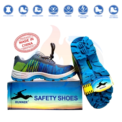 Picture of Runner Safety Shoe Best quality for Bikers, Construction & Industrial Work, Steel inside Sole & Steel Alloy cap in Toe for Heavy Safety & Slip Resistant Sole-Blue
