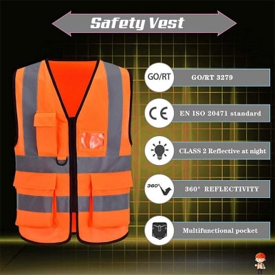 Picture of Reflective Safety Vest with Phone & ID Pockets