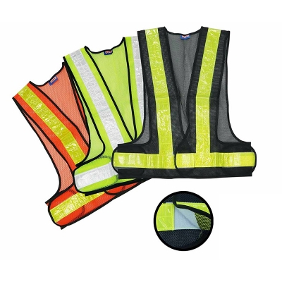 Picture of Safety Vest with V-Shape Reflective Strip and- Mesh Fabric-Black
