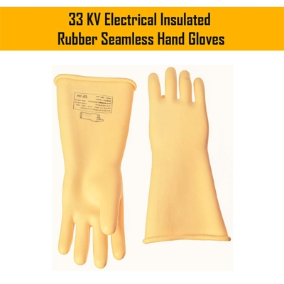 Picture of 33 KV Electrical Insulated Rubber Seamless Hand Gloves-Off White