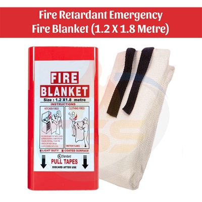 Picture of Fire Retardant Blanket (1.2 X 1.8 Metre) Emergency Fiberglass Fire Blanket High Temperature Resistance Fireproof PVC Box For Home Car Kitchen & Etc-White