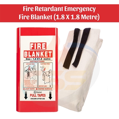 Picture of Fire Retardant Blanket (1.8 X 1.8 Metre) Emergency Fiberglass Fire Blanket High Temperature Resistance Fireproof PVC Box For Home Car Kitchen & Etc-White