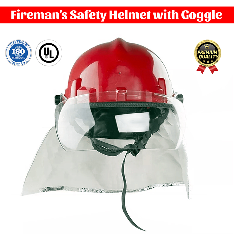 Picture of Fireman's Safety Helmet with Goggle Amice Electric Shock Prevention Flame-Retardant Pierce Resistance Fire Fighting Helmet