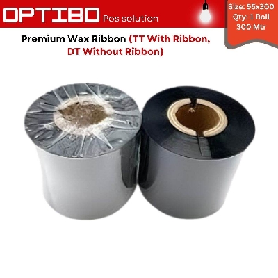 Picture of 55mm X 300meters Premium Wax Resin Ribbon for Thermal Transfered (TT) Barcode Label Sticker Print Ink Outside 1 pcs