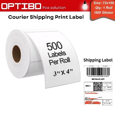 Picture of 75mm × 100mm (3 × 4 Inch) Shipping Sticker Label – Direct Thermal (DT), 1 Roll × 500 Pcs