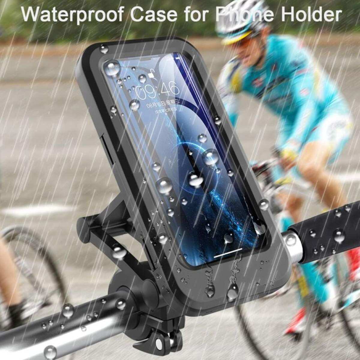 Picture of Universal Rain - Proof Phone Holder Motorcycle Handlebar Mobile Phone Stand Mount Waterproof Cell Phone Bracket Case Bicycle Handle Waterproof Mobile Phone Holder Portable - Black