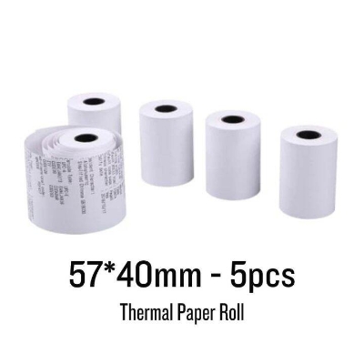 Picture of 5pcs 57x40mm Thermal Paper Rolls | Premium Quality POS Receipts & Bills | Compatible with 58mm Thermal Printers - White