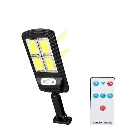 Picture of Powerful 108COB Solar Street 3Mode Waterproof Security Night Solar Motion Sensor Wall Light Wall Mounted PIR LED Solar Light Outdoor Induction Wall Garden Lights Street Area Lighting Night Lights Light/ Road Lamp Remote Control - Black