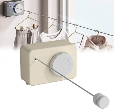 Picture of Indoor Outdoor Retractable Clothesline, Adjustable Space - Saving Drying Rope, Telescopic Invisible Cloth Rack Hot Wall Hanger Mounted Dryer Steel Wire Magic Drying Balcony Bathroom Laundry Storage Supplies For Home Portable Windproof Non - - slip Washing - Multicolor