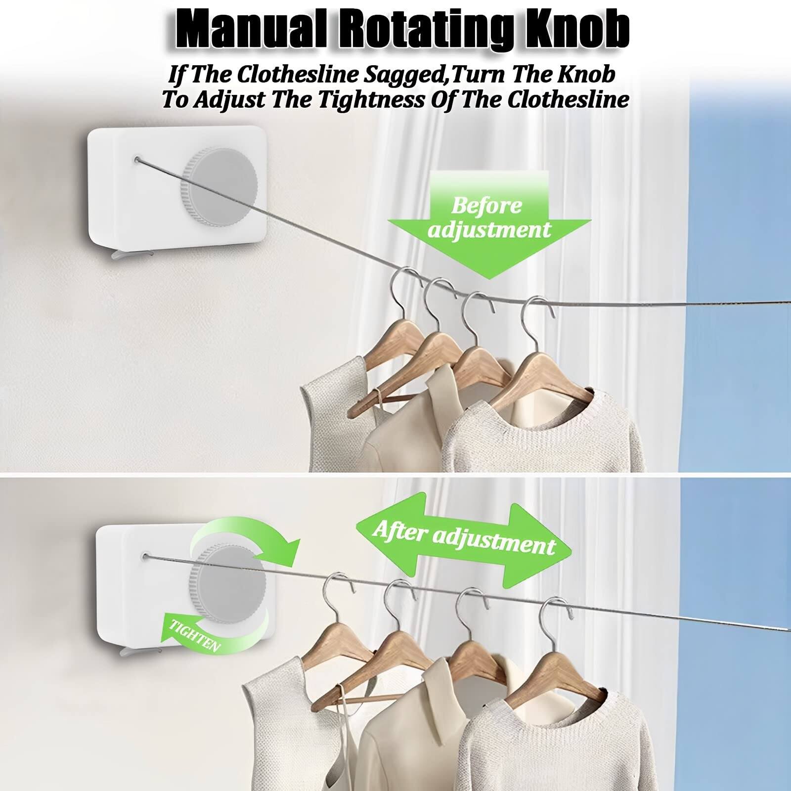 Picture of Indoor Outdoor Retractable Clothesline, Adjustable Space - Saving Drying Rope, Telescopic Invisible Cloth Rack Hot Wall Hanger Mounted Dryer Steel Wire Magic Drying Balcony Bathroom Laundry Storage Supplies For Home Portable Windproof Non - - slip Washing - Multicolor