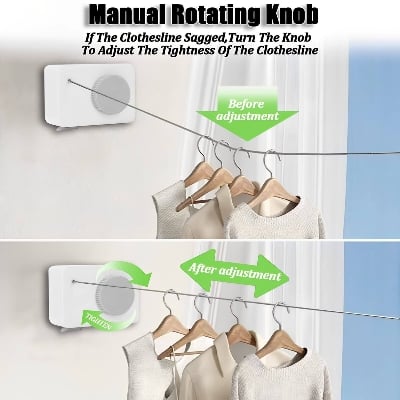 Picture of Indoor Outdoor Retractable Clothesline, Adjustable Space - Saving Drying Rope, Telescopic Invisible Cloth Rack Hot Wall Hanger Mounted Dryer Steel Wire Magic Drying Balcony Bathroom Laundry Storage Supplies For Home Portable Windproof Non - - slip Washing - Multicolor
