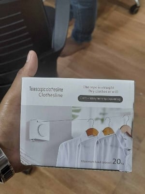 Picture of Indoor Outdoor Retractable Clothesline, Adjustable Space - Saving Drying Rope, Telescopic Invisible Cloth Rack Hot Wall Hanger Mounted Dryer Steel Wire Magic Drying Balcony Bathroom Laundry Storage Supplies For Home Portable Windproof Non - - slip Washing - Multicolor