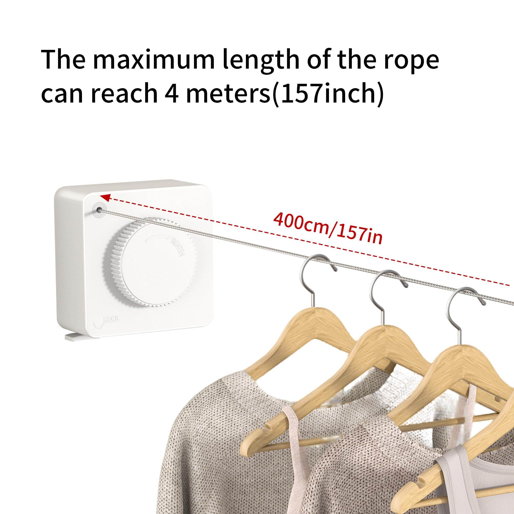 Picture of Indoor Outdoor Retractable Clothesline, Adjustable Space - Saving Drying Rope, Telescopic Invisible Cloth Rack Hot Wall Hanger Mounted Dryer Steel Wire Magic Drying Balcony Bathroom Laundry Storage Supplies For Home Portable Windproof Non - - slip Washing - Multicolor