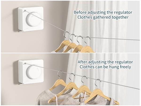 Picture of Indoor Outdoor Retractable Clothesline, Adjustable Space - Saving Drying Rope, Telescopic Invisible Cloth Rack Hot Wall Hanger Mounted Dryer Steel Wire Magic Drying Balcony Bathroom Laundry Storage Supplies For Home Portable Windproof Non - - slip Washing - Multicolor