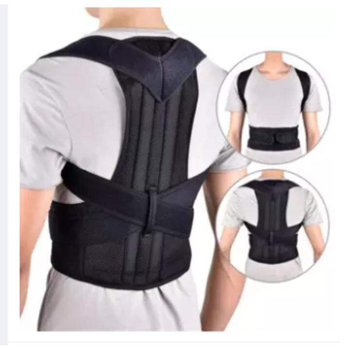 Picture of Adjustable Back Posture Corrector Back Pain Relief Spine Waist Support Correction Straps Posture Belt For Men Women Shoulder Brace Belt Straighten - Black