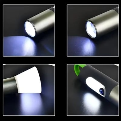Picture of Multifunctional LED Flashlight XST - 836 Work Light USB Rechargeable Camping Fishing Lantern Waterproof Zoom KeyChain Lamp High Powerful Torch Light with Table Lamp, Bulb, and Torch – 3 to 5 Hours Backup, High - powerful Brightness - Black