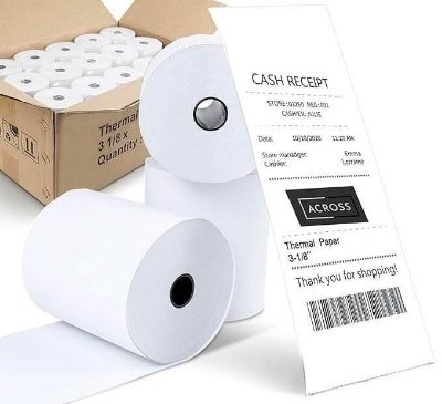 Picture of 10 pcs 57x40mm Thermal Paper Rolls | Premium Quality POS Receipts & Bills | Compatible with 58mm Thermal Printers - White
